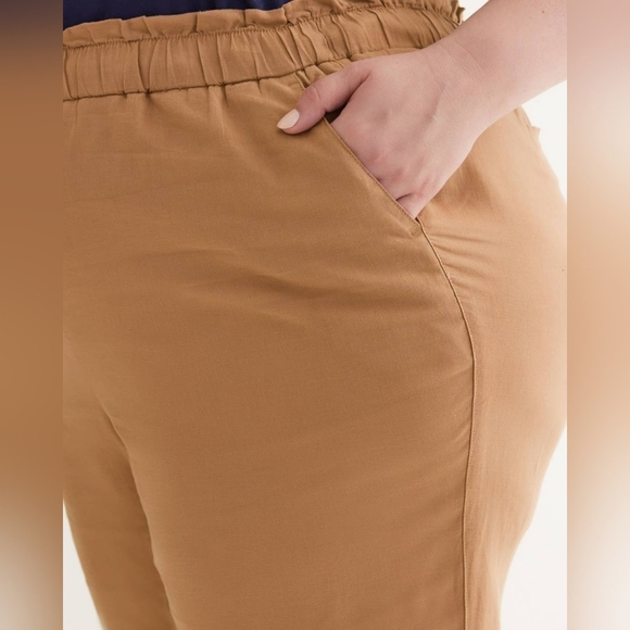 Penningtons Tapered Leg Linen Pull On Elastic Pants Beige Tan Size 2X Summer - Picture 3 of 12